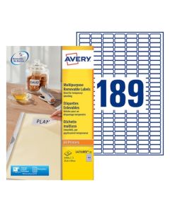 Étiquettes amovibles Blanc - 25,4 x 10 mm AVERY L4731REV-25