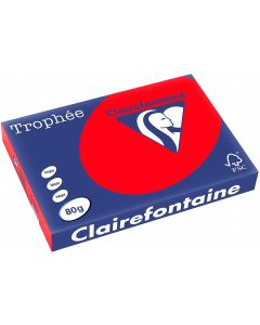 Ramette de papier Trophée de 500 feuilles A3 - Rouge Corail : CLAIREFONTAINE Illustration