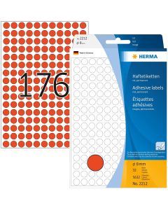 Etiquettes adhésives rondes - 8 mm - Rouge : HERMA Lot de 5632 Visuel