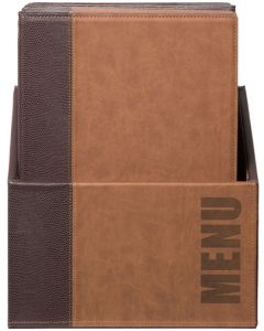 Protège-menus A4 avec boîte de rangement - Marron clair : SECURIT Trendy Lot de 20