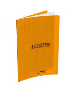 Photo Cahier Séyès / Grands carreaux Orange - Polypro - 96 pages - 170 x 220 mm CONQUERANT :