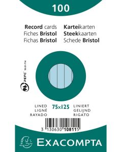 Photo Fiches Bristol lignées - 75 x 125 mm - Bleu Azur EXACOMPTA 10811X