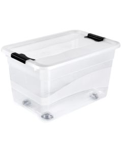 Photo Boite de rangement à roulettes - 52 L - Transparent KEEEPER Konrad