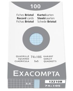 Photo Fiches Bristol quadrillées - 74 x 105 mm - Bleu azur EXACOMPTA Image