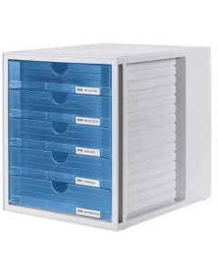 Photo Module de classement - 5 tiroirs - Gris / Bleu translucide HAN 1450-64