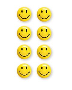 Photo Lot de 8 Aimants SMILEY 20 mm - Jaune et Noir : MAGNETOPLAN 16671