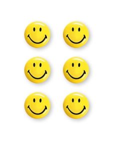 Photo Lot de 6 Aimants SMILEY 30 mm - Jaune et Noir : MAGNETOPLAN 16672