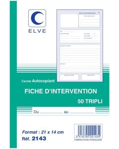 Photo Carnet de fiches d'intervention autocopiant Tripli - 210 x 140 mm ELVE
