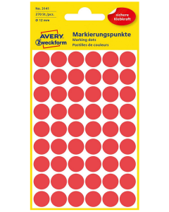 Photo Pastilles adhésives - 12 mm - Rouge AVERY Lot de 270 Étiquettes rondes