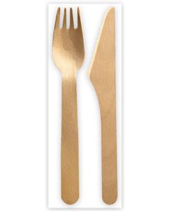 Photo Kit de couverts jetables en bois NATURE STAR Double