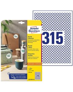 Photo Étiquettes adhésives amovibles - Diamètre 10 mm - Blanc AVERY