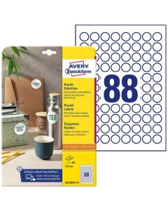 Photo Étiquettes adhésives amovibles - Diamètre 20 mm - Blanc AVERY