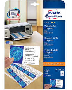 Photo AVERY C32010-10 Cartes de visite blanc mat - 185 g