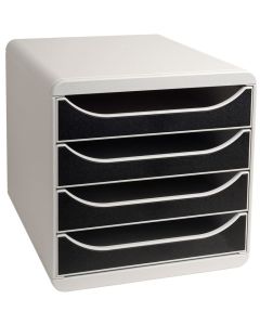 Photo Caisson à 4 tiroirs - Big Box - Gris Lumière/Noir EXACOMPTA Office