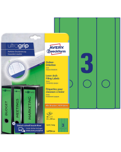 Photo Etiquettes Dos de classeur - 61 x 297 mm - Vert AVERY