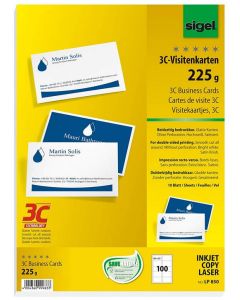 Photo SIGEL LP850 : Lot de 100 cartes de visite 3C extra blanches - 225 g