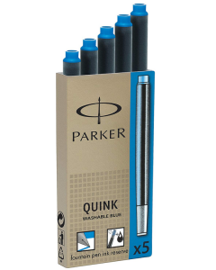Photo PARKER : Boite de 5 cartouches d'encre Quink  - Bleu Stylo