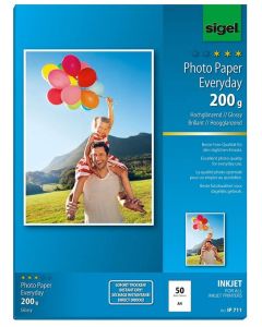Photo SIGEL IP711 : Lot de papiers photos Brillant Everyday Plus - Format A4 - 200 g/m²