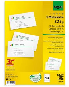 Photo SIGEL : Lot de 100 cartes de visite 3C extra blanches LP798