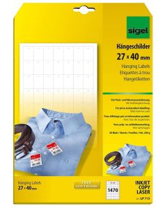 Photo Lot de 1470 étiquettes à trous blanches - Multi-usages - 27 x 40 mm : SIGEL modèle