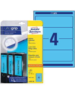 Photo Etiquettes Dos de classeur 61 x 192 mm - Bleu AVERY Lot de 80