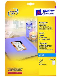 Visuel Étiquettes brillantes - 88,9 x 63,5 mm - Jet d'encre - Blanc AVERY