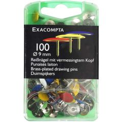 Boite de 100 punaises laiton - Assortiment Exacompta 14751E photo