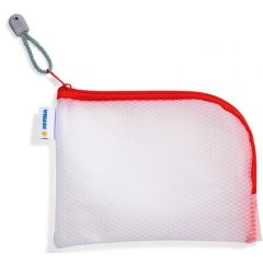 Pochette avec fermeture éclair - 190 x 140 mm - Transparent / Rouge : HERMA Mesh Bags image