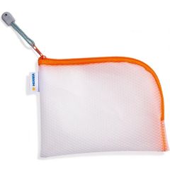 Pochette avec fermeture éclair - 190 x 140 mm - Transparent / Orange : HERMA Mesh Bags image