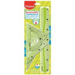Matériel de géométrie - Règle, équerres et rapporteur MAPED Flex Vert