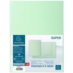 Lot de 50 Chemises à 2 rabats SUPER 210 - Vert clair EXACOMPTA Visuel