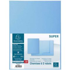 Lot de 50 Chemises à 2 rabats SUPER 210 - Bleu clair EXACOMPTA