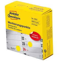 Pastilles adhésives rondes- 10 mm - Jaune : AVERY Image