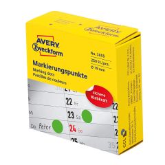 Pastilles adhésives rondes 19 mm - Vert : AVERY Lot de 250 pièces Image