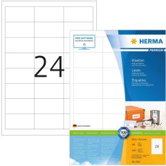 Étiquettes adhésives - 64,6 x 33,8 mm - Blanc : HERMA Premium Lot de 2400 Image