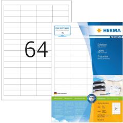 Étiquettes adhésives - 48,3 x 16,9 mm - Blanc : HERMA Premium Lot de 6400 illustration