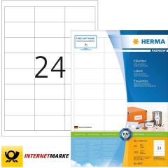 Étiquettes adhésives - 66 x 33,8 mm - Blanc : HERMA Premium Lot de 2400 Image