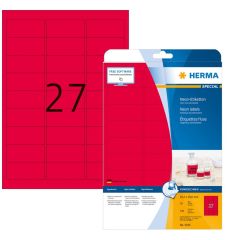Étiquettes adhésives - Rouge fluorescent - 63,5 x 29,6 mm HERMA 5045
