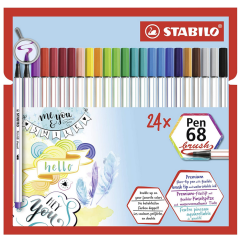 Stylo-feutre Pen 68 Brush Etui en carton STABILO Lot de 24