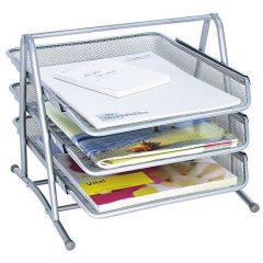 Banette Bureau à courrier 3 niveaux - Argent WEDO Office