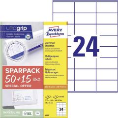 Étiquettes adhésives - 70 x 36 mm - Blanc AVERY Lot de 1560