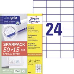 Étiquettes adhésives - 70 x 37 mm - Blanc AVERY Lot de 1560