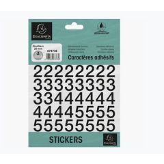 Pochette de Chiffres adhésifs de 0 à 9 - 20 mm - Noir : EXACOMPTA image