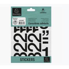 Pochette de Chiffres adhésifs de 0 à 9 - 50 mm - Noir : EXACOMPTA image