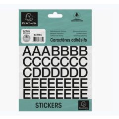 Pochette de Lettres adhésives de A à Z - 20 mm - Noir : EXACOMPTA image
