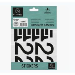 Pochette de Chiffres adhésifs de 0 à 9 - 60 mm - Noir : EXACOMPTA image