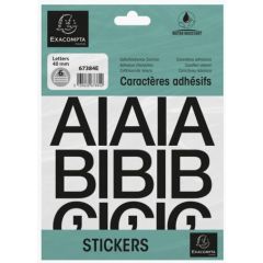Pochette de Lettres adhésives de A à Z - 40 mm - Noir : EXACOMPTA image