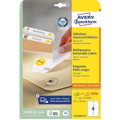Étiquettes amovibles - Blanc - 99,1 x 139,0 mm AVERY Ecologique Lot de 120