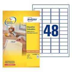 Étiquettes amovibles blanches 45,7 x 21,2 mm AVERY L4736REV-25 Photo