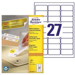 AVERY Étiquettes amovibles 63,5 x 29,6 mm L4737REV-100